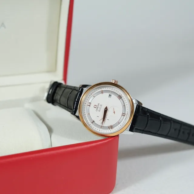 Omega De Ville Black Gold Two-Tone Case Roman Numerals Mechanical Watch 3