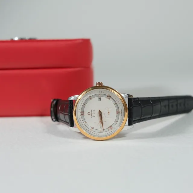 Omega De Ville Black Gold Two-Tone Case Roman Numerals Mechanical Watch 6