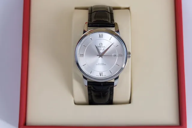 Omega De Ville Co-Axial Chronometer Silver Dial Black Leather Strap Mechanical Watch 3