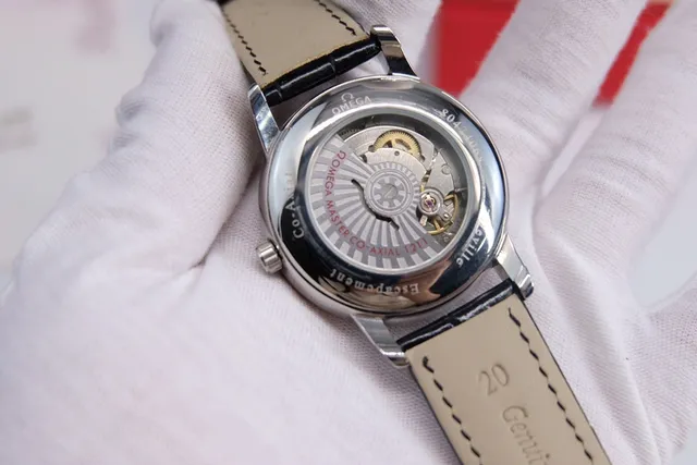 Omega De Ville Co-Axial Chronometer Silver Dial Black Leather Strap Mechanical Watch 8
