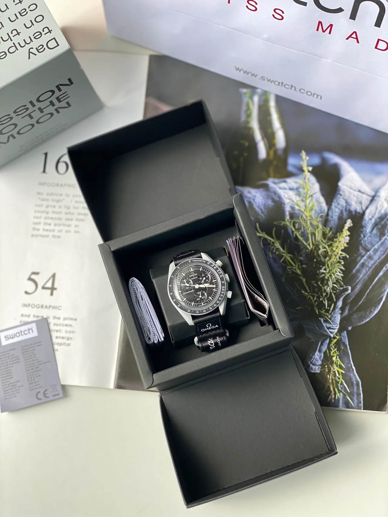 Omega x Swatch Speedmaster Black Dial Mechanical Watch 9