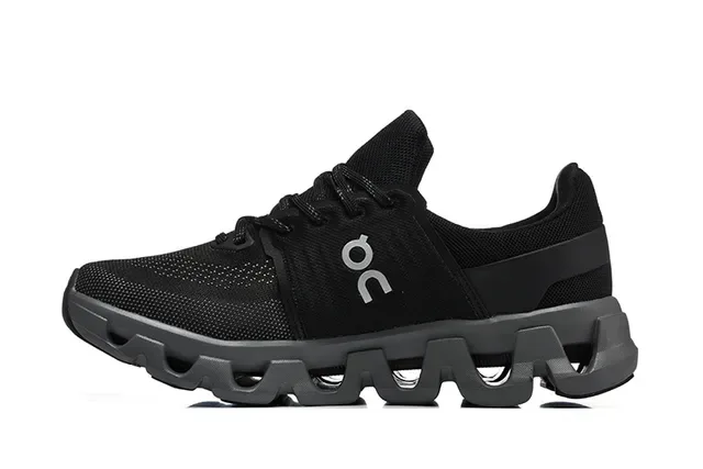 On Black Gray Engineered Mesh Upper Segmented CloudTec Midsole Lifestyle Sneakers 2