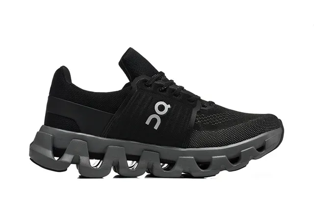 On Black Gray Engineered Mesh Upper Segmented CloudTec Midsole Lifestyle Sneakers 3