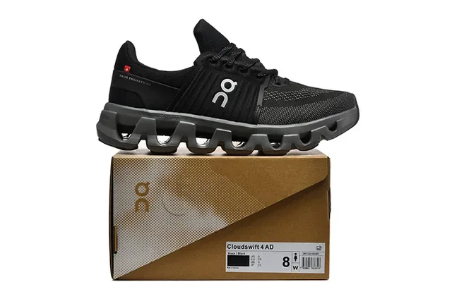 On Black Gray Engineered Mesh Upper Segmented CloudTec Midsole Lifestyle Sneakers 4