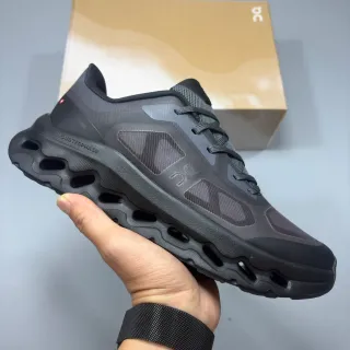 On Black Open-Cell CloudTec Phase Midsole Engineered Mesh Upper Running Shoes