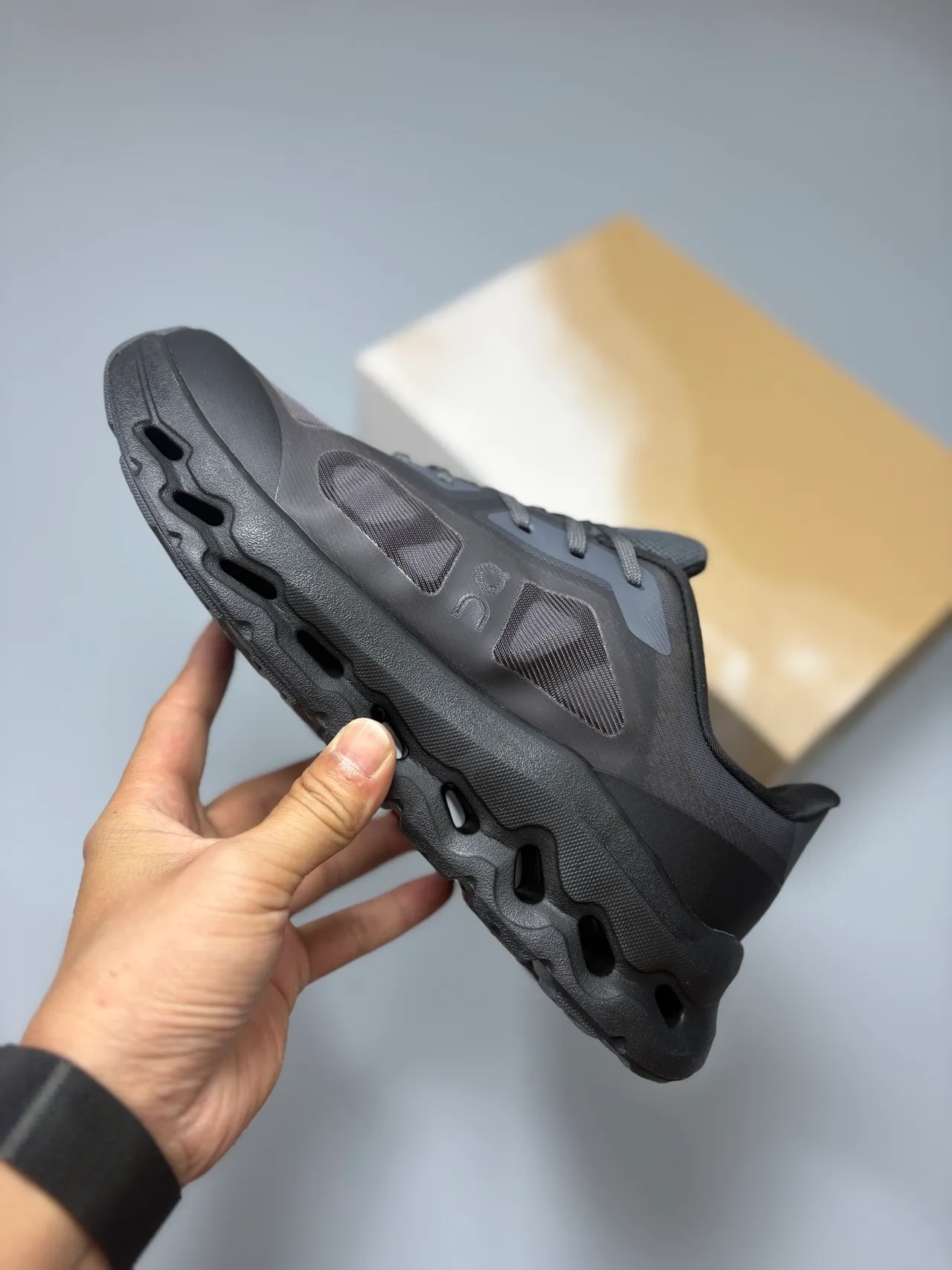 On Black Open-Cell CloudTec Phase Midsole Engineered Mesh Upper Running Shoes 3