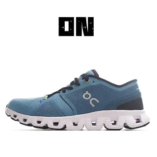 On Blue Black Engineered Mesh Upper Segmented CloudTec Midsole Running Shoes