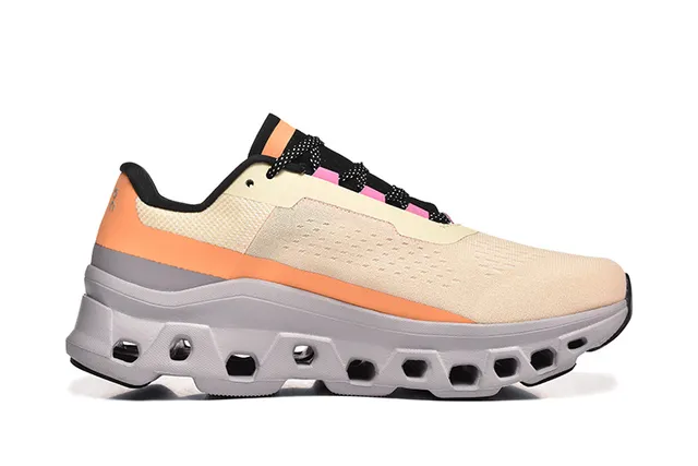 On Cloudmonster Beige Orange Pink Running Shoes 3