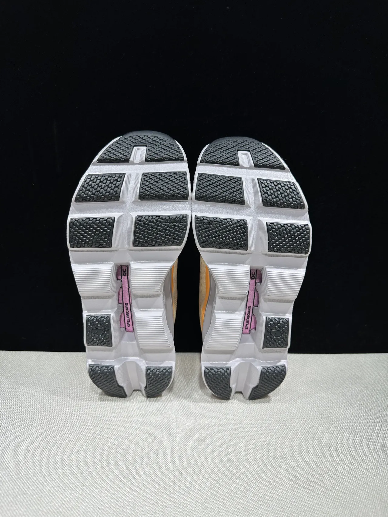 On Cloudmonster Beige Orange Pink Running Shoes 6