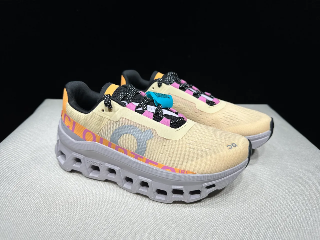 On Cloudmonster Beige Orange Pink Running Shoes 9