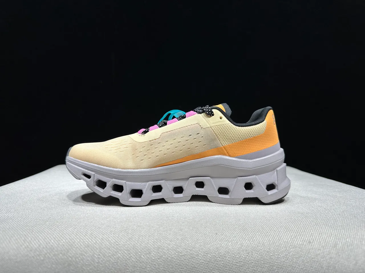 On Cloudmonster Beige Orange Pink Running Shoes 10