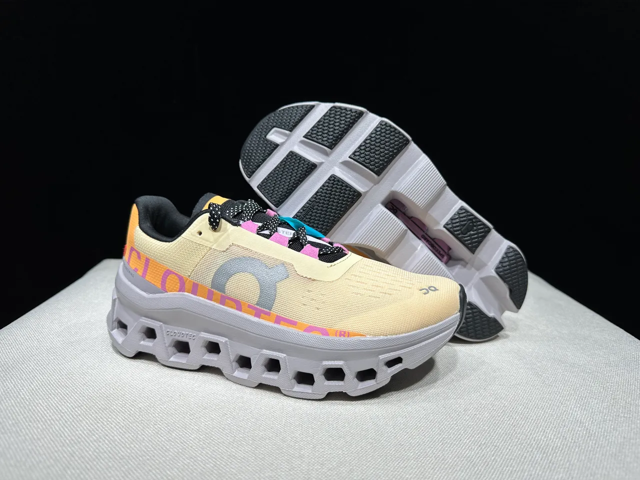 On Cloudmonster Beige Orange Pink Running Shoes 11