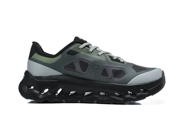 On Cloudmonster Dark Gray Olive Green Running Shoes 4