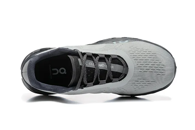 On Cloudmonster Gray Black Running Shoes 3