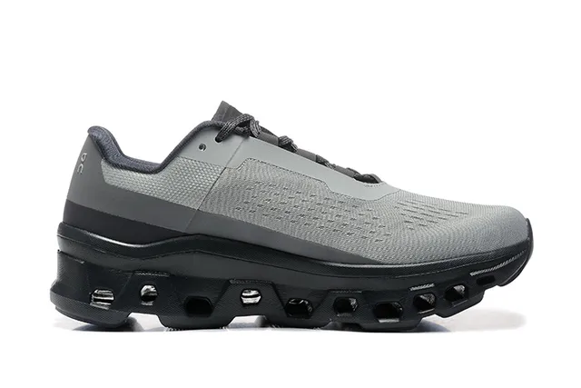 On Cloudmonster Gray Black Running Shoes 4