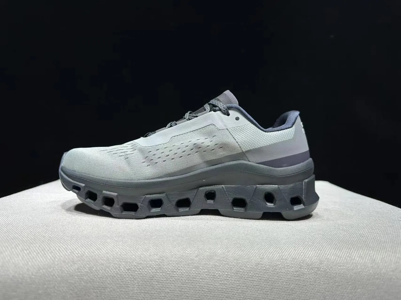 On Cloudmonster Gray Black Running Shoes 7