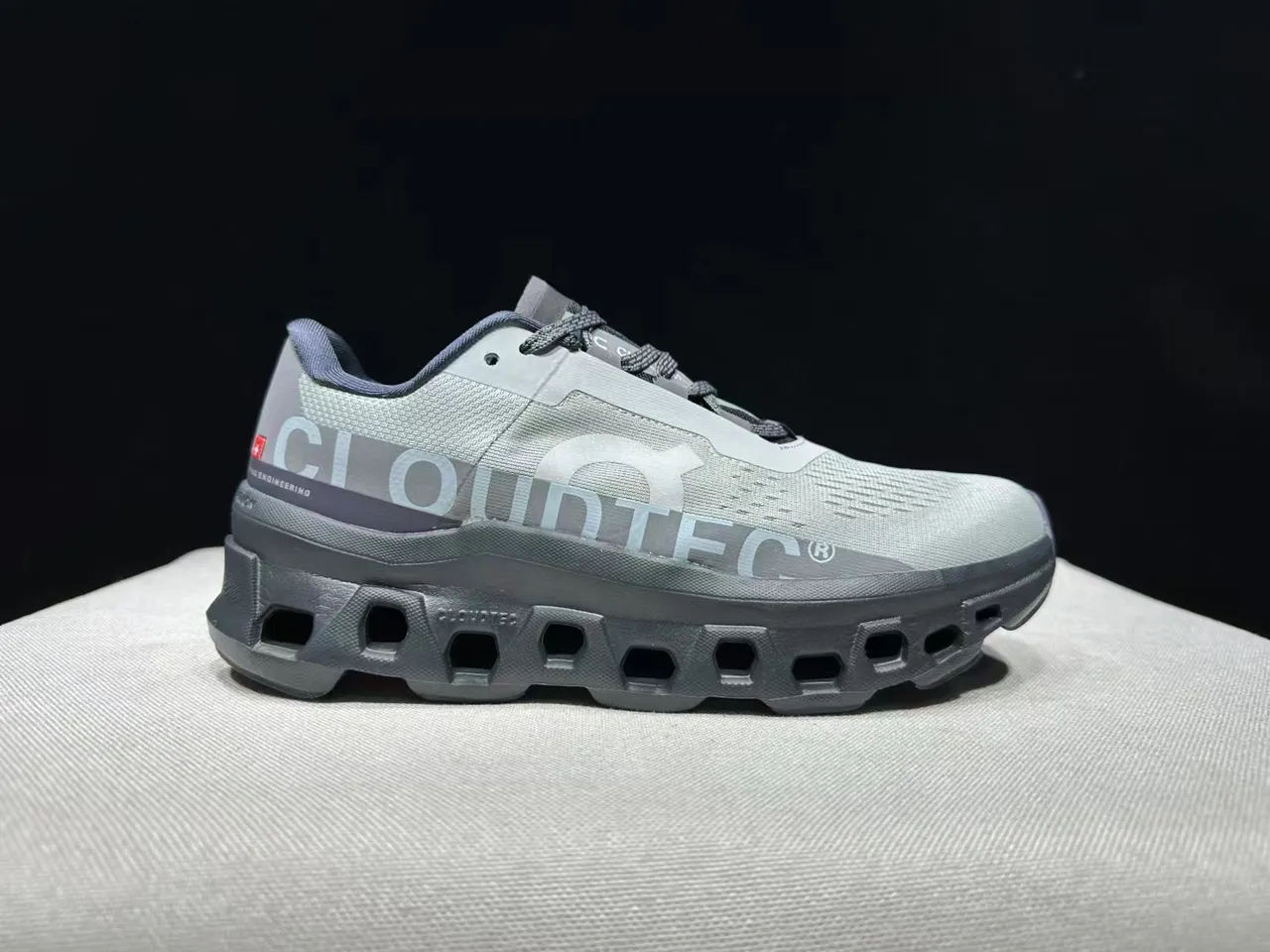 On Cloudmonster Gray Black Running Shoes 8