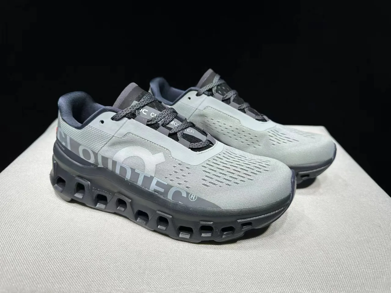 On Cloudmonster Gray Black Running Shoes 9