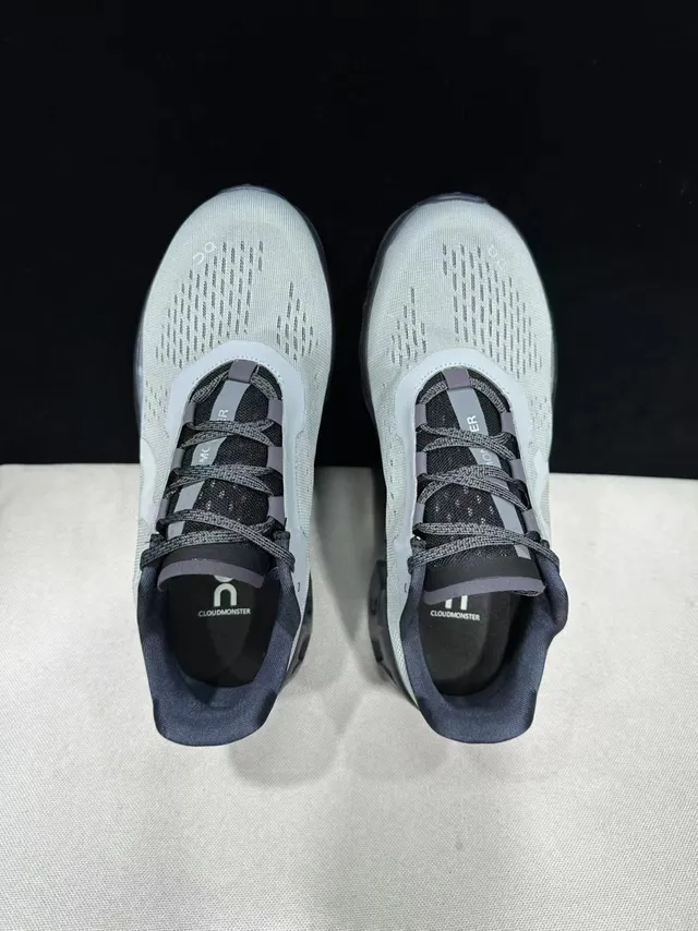 On Cloudmonster Gray Black Running Shoes 11