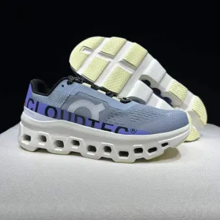 On Gris Púrpura Tejido Ingenieril Superior Abierto Hexagonal CloudTec Planta Media Zapatillas