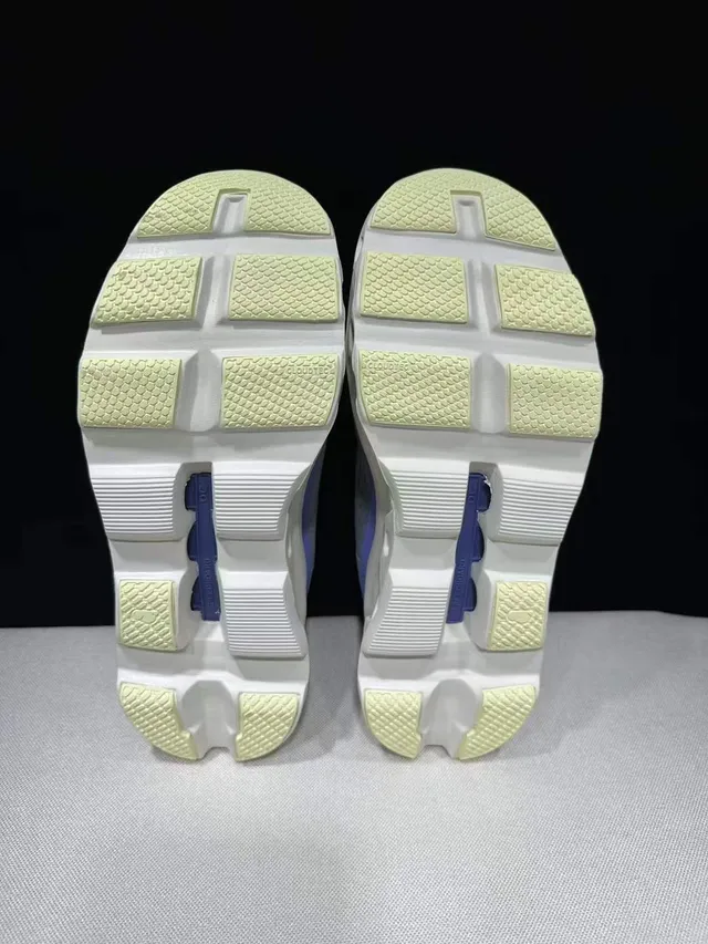 On Gray Purple Engineered Knit Upper Open Hexagonal CloudTec Midsole Sneakers 2