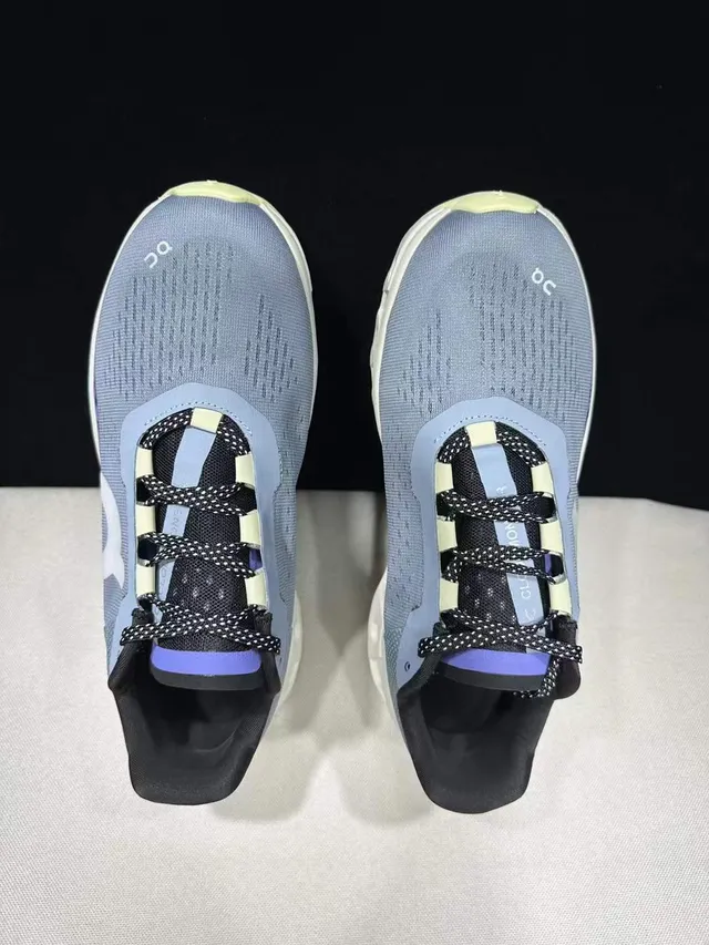 On Gray Purple Engineered Knit Upper Open Hexagonal CloudTec Midsole Sneakers 6