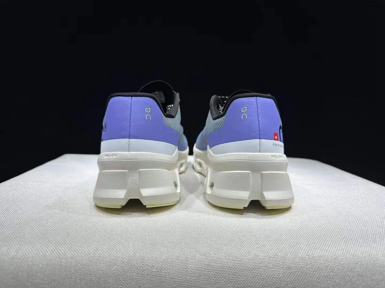 On Gray Purple Engineered Knit Upper Open Hexagonal CloudTec Midsole Sneakers 7