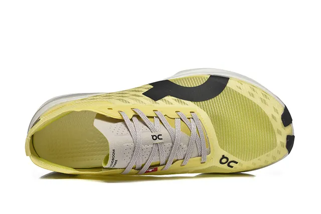 On Yellow Black Engineered Mesh Upper Oversized Cushioned Midsole Running Shoes 2