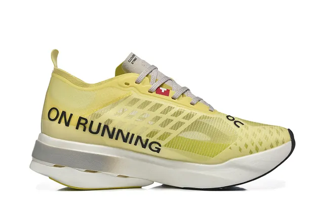 On Yellow Black Engineered Mesh Upper Oversized Cushioned Midsole Running Shoes 3