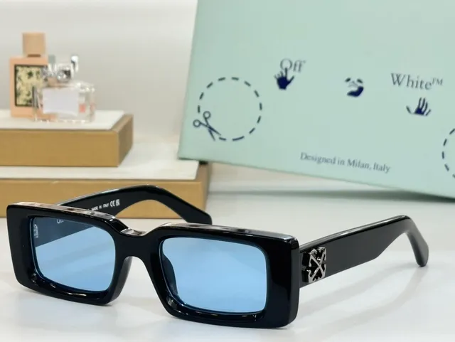 OVO Rectangular Logo Black Frame Acetate Construction Sunglasses 4