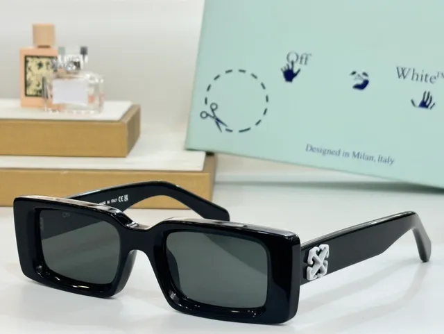 OVO Rectangular Logo Black Frame Acetate Construction Sunglasses 5