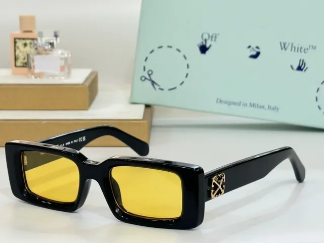 OVO Rectangular Logo Black Frame Acetate Construction Sunglasses 7