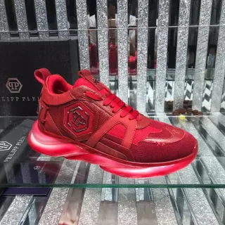 Philipp Plein Big Bang 红色 单色调 混合材质鞋面 厚底运动鞋