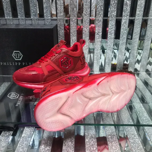 Philipp Plein Big Bang Vermelho Monocromático Material Misto Superior Tênis Chunky 2