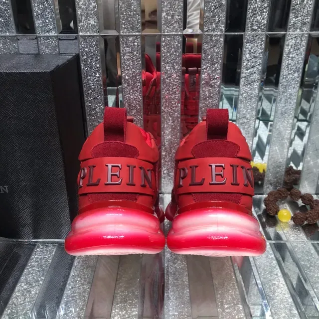 Philipp Plein Big Bang Vermelho Monocromático Material Misto Superior Tênis Chunky 3