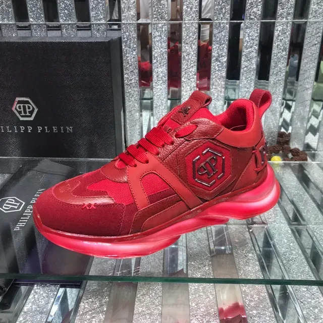 Philipp Plein Big Bang Vermelho Monocromático Material Misto Superior Tênis Chunky 4