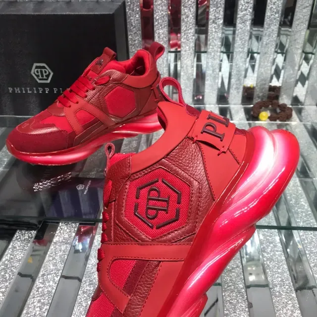 Philipp Plein Big Bang Vermelho Monocromático Material Misto Superior Tênis Chunky 5
