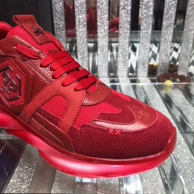 Philipp Plein Big Bang Vermelho Monocromático Material Misto Superior Tênis Chunky 6
