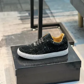 Philipp Plein 黑色/米色 水晶点缀 低帮生活休闲鞋
