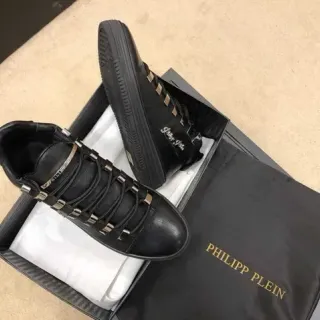 Philipp Plein Black Gold High-Top Leather Lifestyle Sneakers