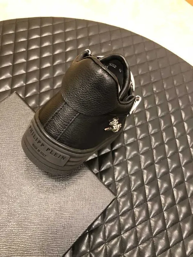 Philipp Plein Baskets Lifestyle en Cuir Noir et Or à la Cheville Haute 5