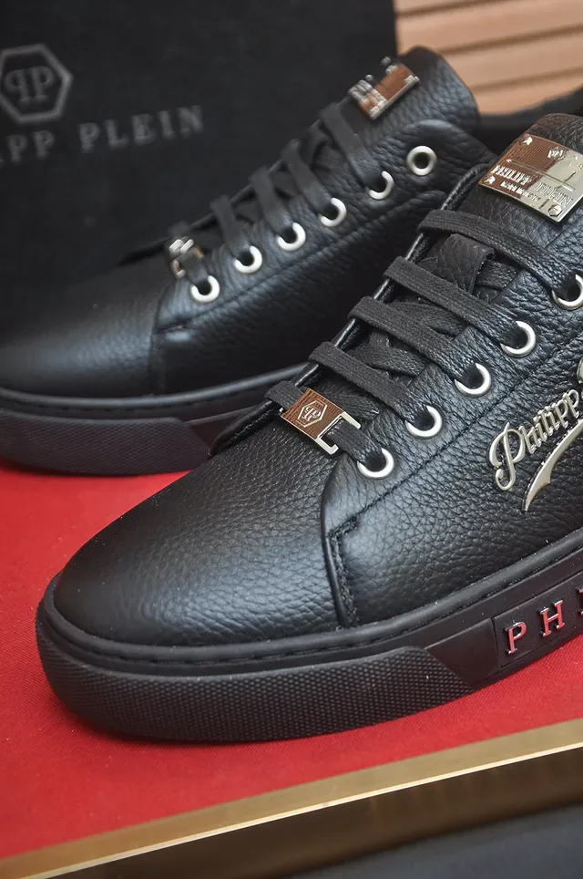 Philipp Plein Baskets Lifestyle Plateforme Cuir Grainé Noir 2