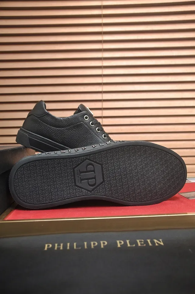 Philipp Plein Baskets Lifestyle Plateforme Cuir Grainé Noir 3