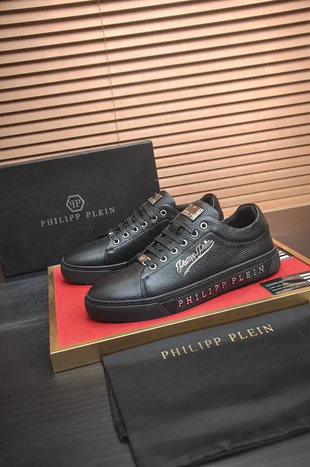Philipp Plein Baskets Lifestyle Plateforme Cuir Grainé Noir 4