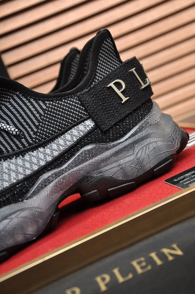 Philipp Plein Sneakers lifestyle noires et argentées en knit à semelle chunky sculptée 2