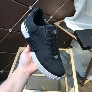 Philipp Plein Black White Leather-Like Upper Chunky Sole Lifestyle Sneakers