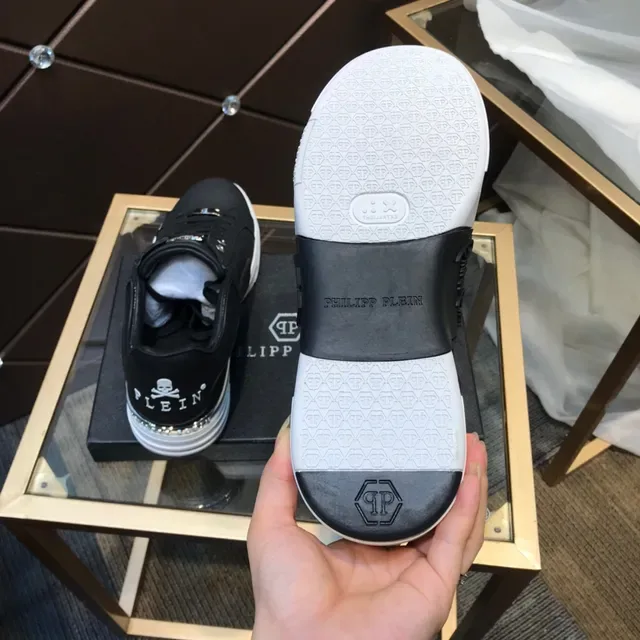 Philipp Plein Noir Blanc Cuir Synthétique Semelle Épaisse Sneakers Lifestyle 4