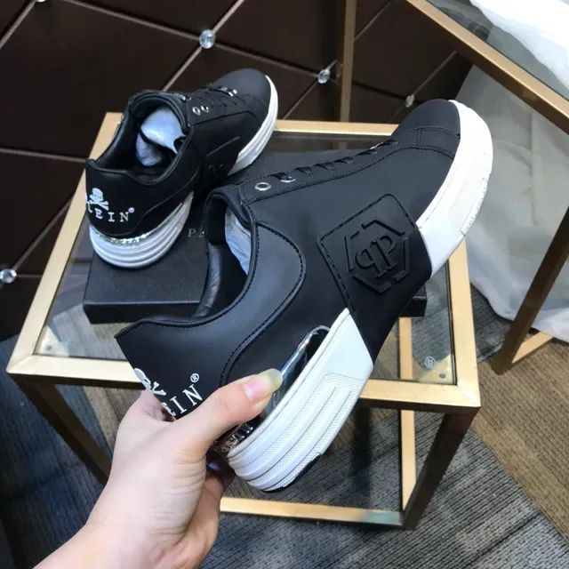 Philipp Plein Noir Blanc Cuir Synthétique Semelle Épaisse Sneakers Lifestyle 5