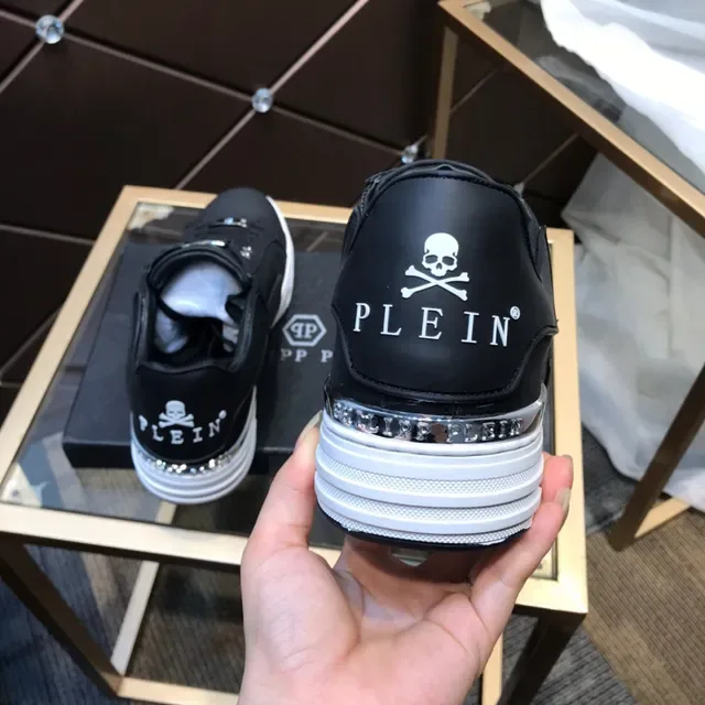Philipp Plein Noir Blanc Cuir Synthétique Semelle Épaisse Sneakers Lifestyle 6