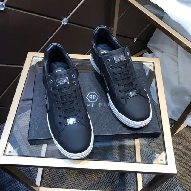 Philipp Plein Noir Blanc Cuir Synthétique Semelle Épaisse Sneakers Lifestyle 7
